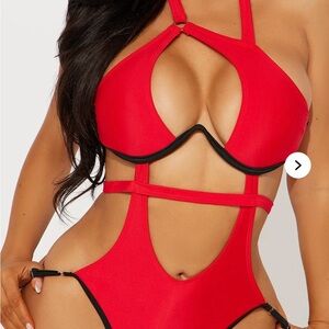 Red Cutout Swimsuit